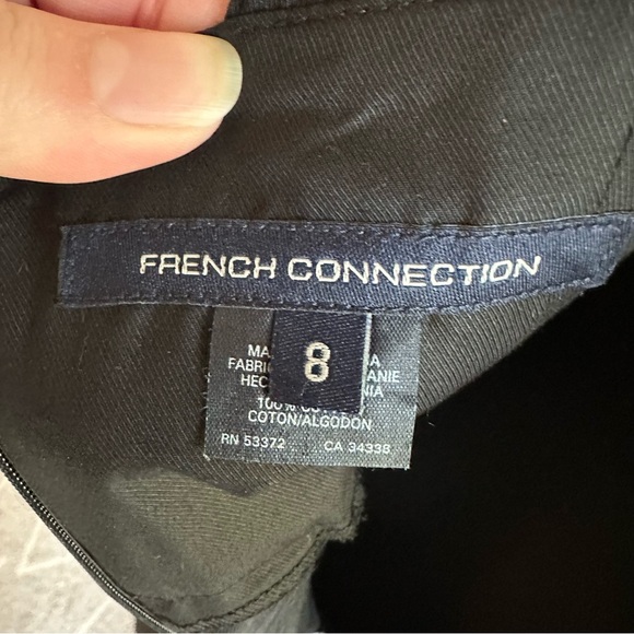 French Connection Black Cotton Pleated Waist Cocktail Dress - Picture 6 of 7